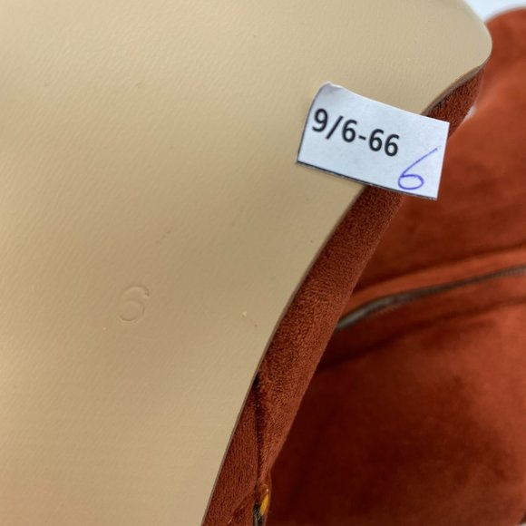 Brown Pointy Toe Chunky Long Boots Heels Pump Pull - Picture 11 of 11